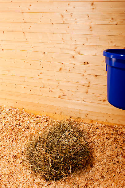 istock Flake of hay in horse stall 187509974