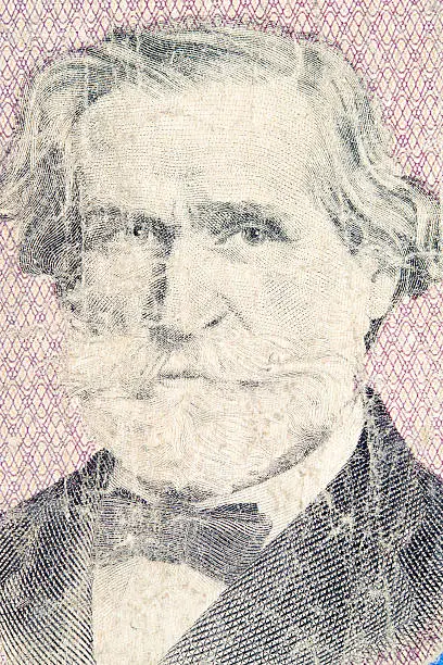 Portrait of Giuseppe Verdi on an old banknote.