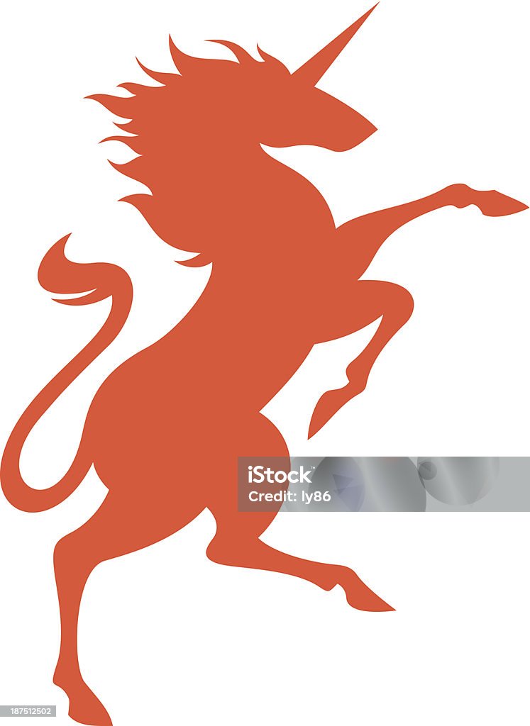 Illustration of orange unicorn on white background Unicorn horse in orange color Fantasy stock vector