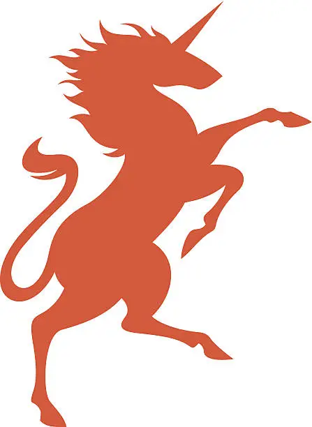 Vector illustration of Illustration of orange unicorn on white background