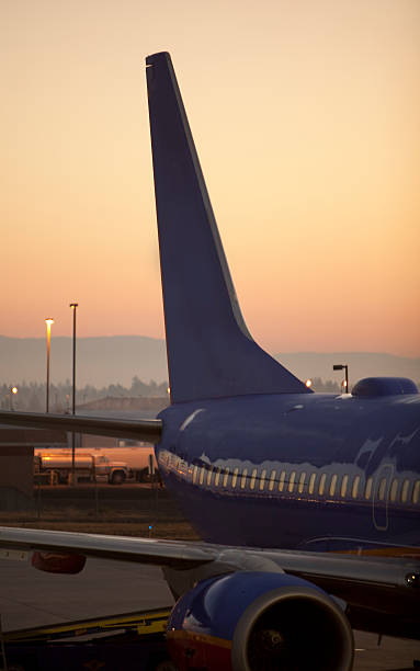istock Tail wing of a jet at the airport 187513337