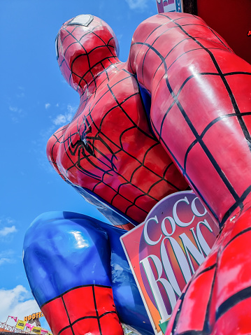 Mexico, Cancun, December 16, 2023, Congo Bongo show and disco, statue dedicated to Spider Man