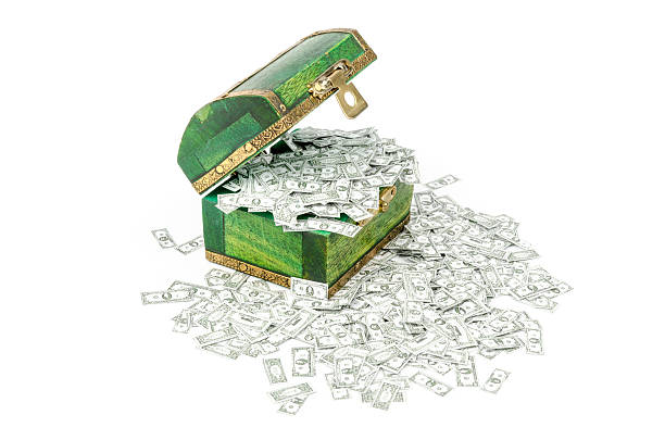 istock Treasure chest full of Dollar notes 187514300