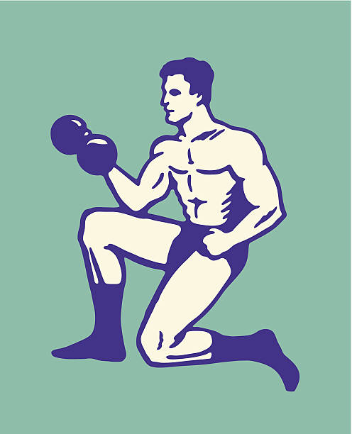 Man Lifting Weights Man Lifting Weights body building stock illustrations