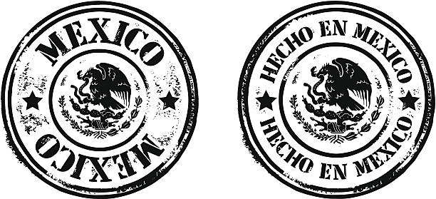 stamps-hecho en-мексико - mexico stock illustrations