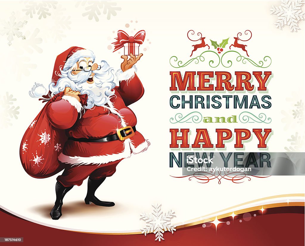 Christmas Design Christmas background design with Santa Claus illustration and text. Grouped and layered separately. EPS 10 file with transparencies. AI-CS and CS5 files included. Santa Claus stock vector