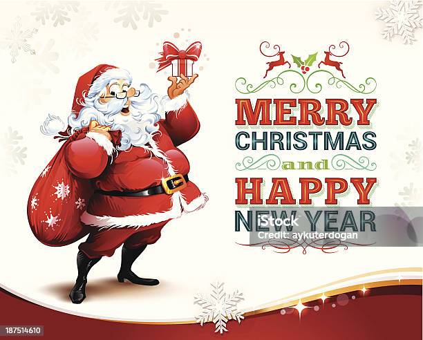 Christmas Design Stock Illustration - Download Image Now - Santa Claus, Old-fashioned, Retro Style