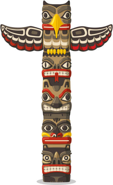 totem się symbol obiektu animal plant przedstawienie rodziny clan plemię - słup totemiczny stock illustrations