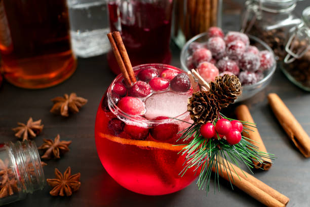 istock Spiced Cranberry Bourbon Old Fashioned with Sugared Cranberries 1875190657