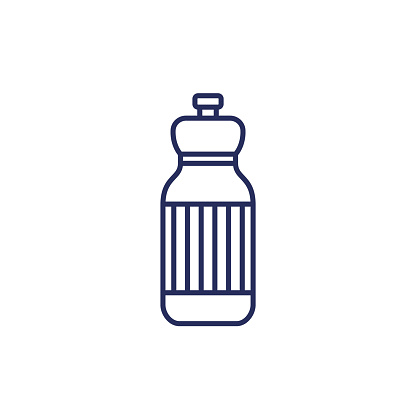 Reusable bottle for water line icon on white