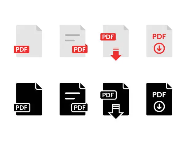 Vector illustration of PDF File Vector Set.