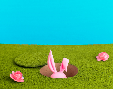 Background with cute pink bunny