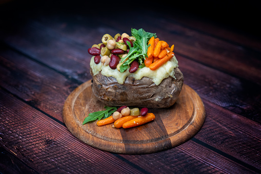 Oven baked potato with vegetables
