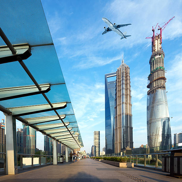 istock Aircraft on the Shanghai sky 187524760