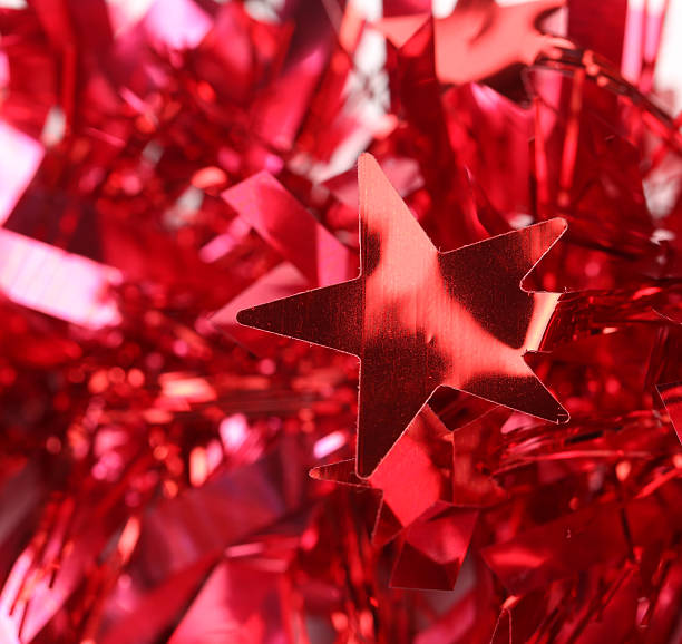 istock Red tinsel christmas decoration. 187524776