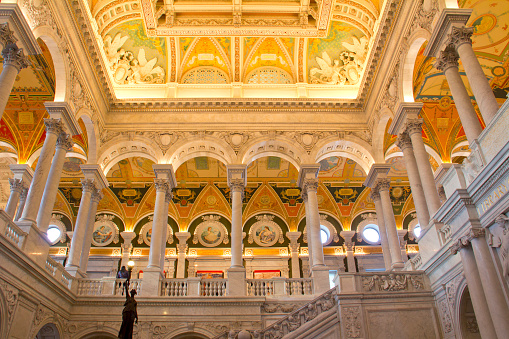 Interior of the Library of Congress in DC, Washington