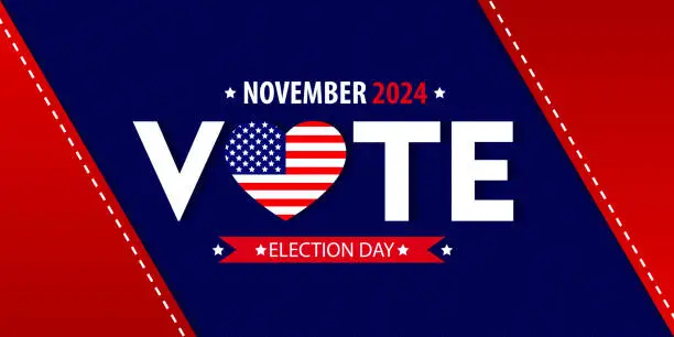 Vector illustration of Election day, Political election campaign. Vote in the USA, banner design. US presidential election debates. Poster for voting in elections.