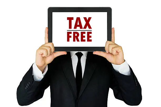 Photo of Tax Free message on digital screen.