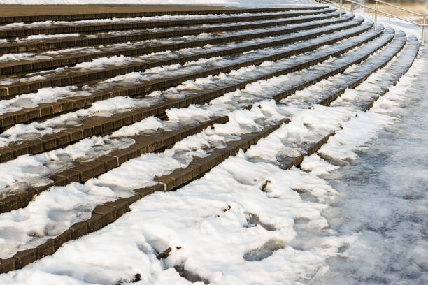 istock Uncleaned and slippery stairs to the building 1875291634