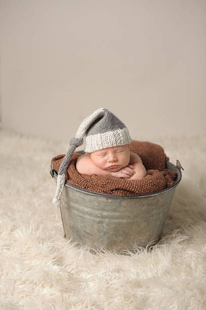 istock Newborn Posing In Bucket 187531890