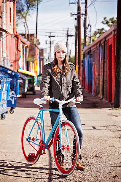 istock Young Woman with Urban Bicycle 187532691