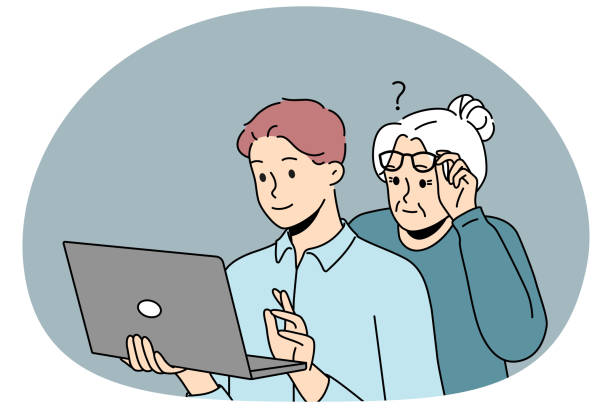 Computer Problems With Gradma 10+ Grandma Computer Confused Stock Illustrations, Royalty-Free Vector ...