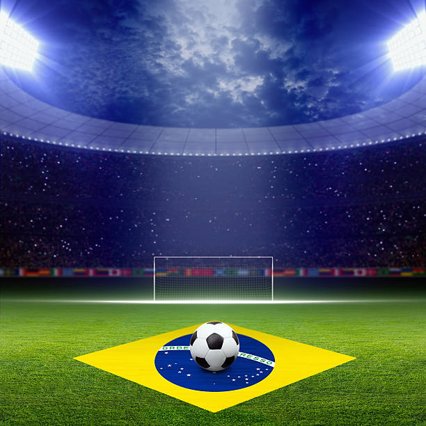 istock Soccer staduim, Brazil flag 187533620