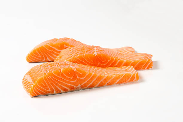 salmon fillets stock photo