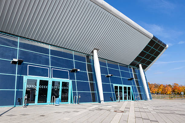 Modern sports arena, entrance and facade