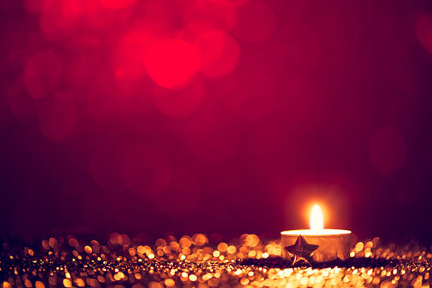 istock Christmas Tea Light - Candle Bokeh Defocused Decoration Gold 187535801