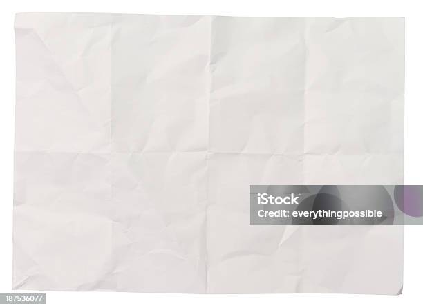 White Crumpled Paper Background Texture Stock Photo - Download Image Now - Paper, Folded, Crumpled Paper
