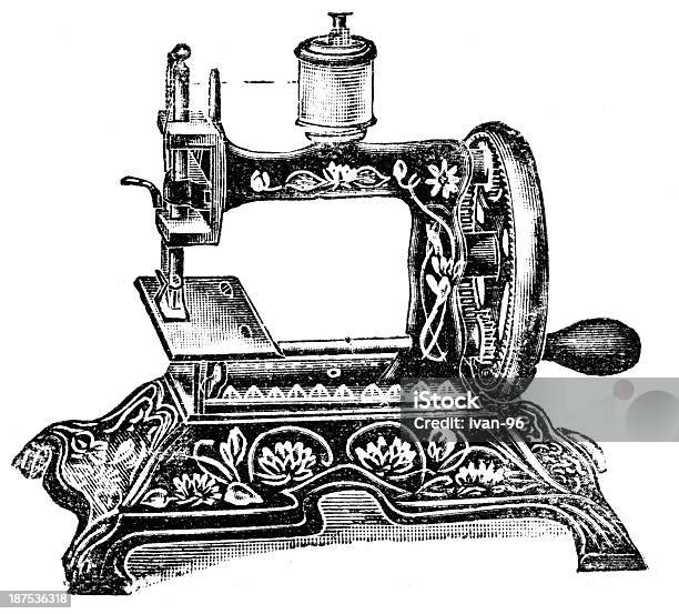 Швейная Машина — стоковая векторная графика и другие изображения на тему Machinery - Machinery, Шить, Industrial Revolution