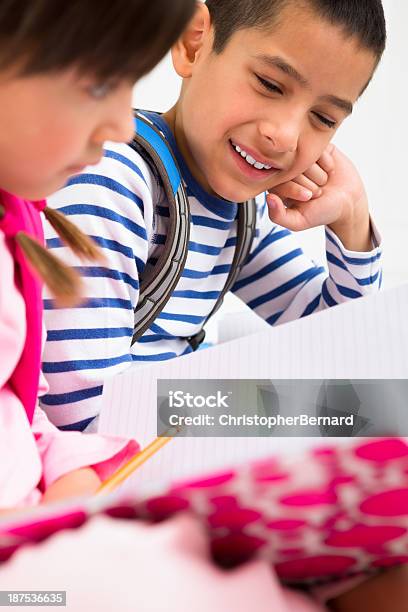 Foto de Irmãos Fazendo Lição De Casa Juntos e mais fotos de stock de 8-9 Anos - 8-9 Anos, Alegria, Aprender