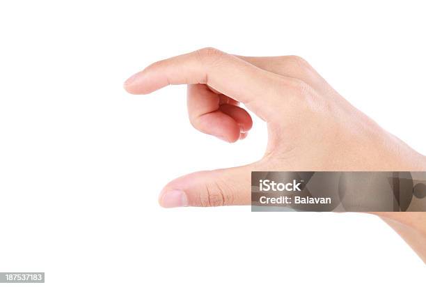 Hand Holding Virtual Card Gesture On White Background Stock Photo - Download Image Now