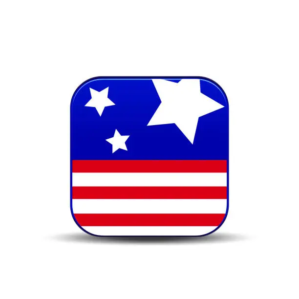 Vector illustration of Election day, Political election campaign. US voting, 3D icon design. American flag on a white background. Creative button in cartoon style.