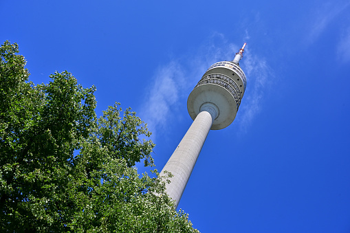 The Olympic Tower in Munich (Bavaria) with blue sky
