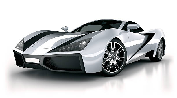 Sports car in studio - isolated on white/clipping path