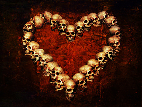 Heart made from skulls