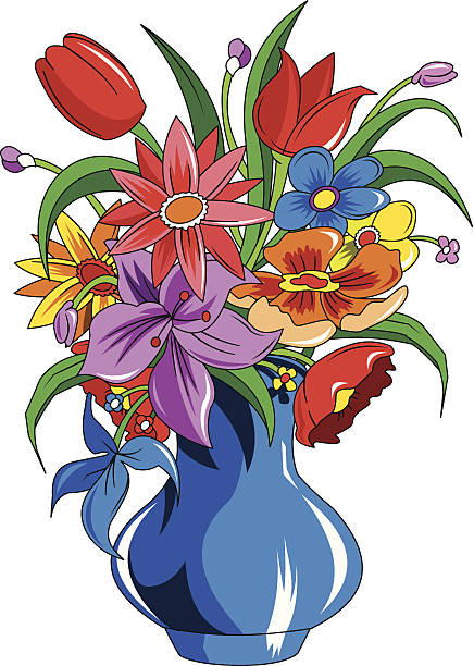 color bouquet of flowers vector art illustration