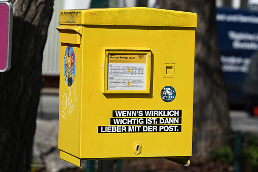 Yellow Austrian postal mailbox