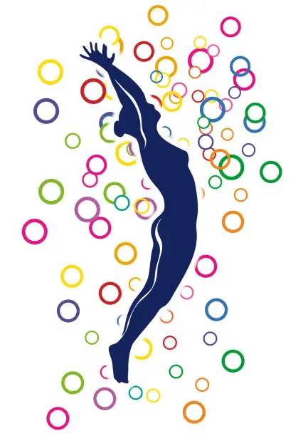 Vector illustration of Stylized drawing of a ballerina dancing, vector illustration