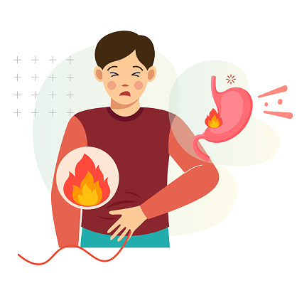 Stomach Acidity - Burning Sensation Icon Illustration as EPS 10 File