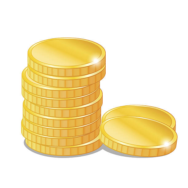 스택 골드 동전, 벡터 격리됨에 - coin stacking vector part of stock illustrations