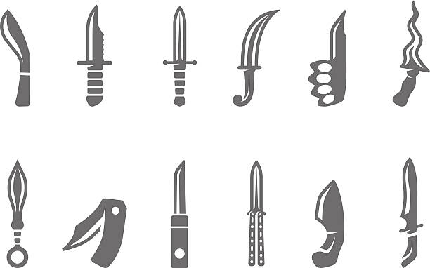 illustrations, cliparts, dessins animés et icônes de bw icônes-couteaux - weapon dagger hunting hunter