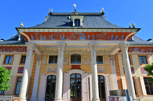 Salzburg, Austria - 20 June 2019: Antique mechanical theatre with water-driven figures in park of Helbrunn residence