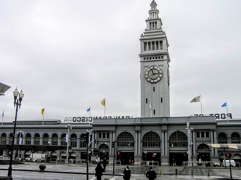 July 7, 2023, San Francisco, California (United States).  San Francisco Ferry Building is a terminal for ferries that travel across the San Francisco Bay, a food hall and an office building. It is located on The Embarcadero in San Francisco, California and is served by Golden Gate Ferry and San Francisco Bay Ferry routes.