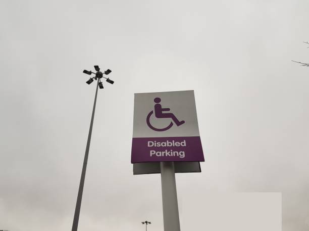 istock Disabled car parking space sign, Glasgow Scotland England UK 1875483993