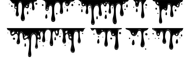 derzeitige tinte farbe abfließen. farbe fließt. - fließend stock-grafiken, -clipart, -cartoons und -symbole