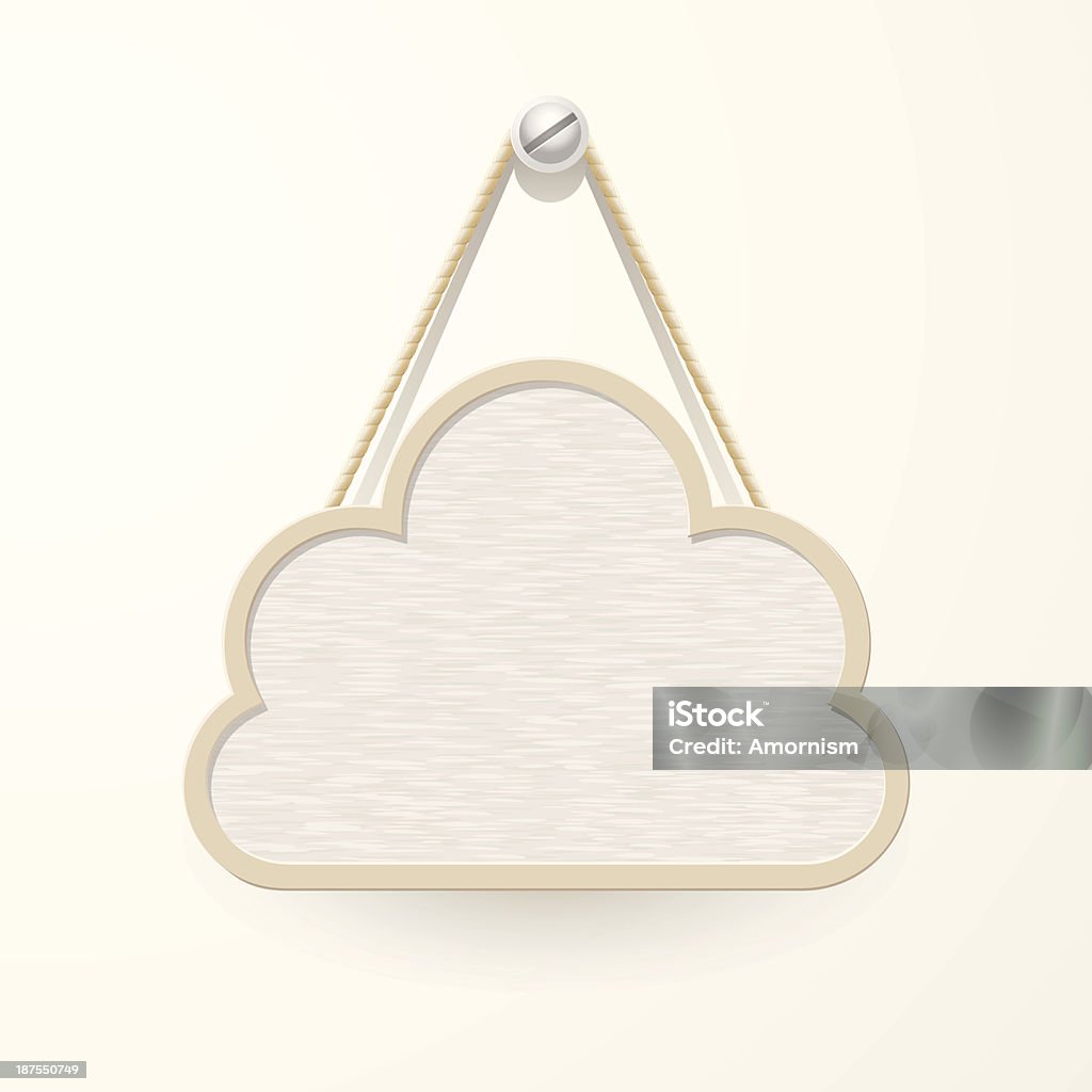 Wooden sign with rope hanging from cloud design Wooden sign with rope hanging on a nail, cloud design for background, EPS10, This illustration contains transparency. Abstract stock vector