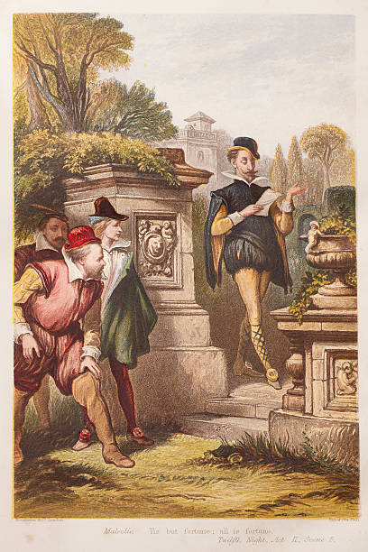Twelfth Night, Illustration complete works of Shakespeare Colour Chromo-engravings from the Complete Works Shakespeare published by John G. Murdoch 1877. william shakespeare illustrations stock illustrations